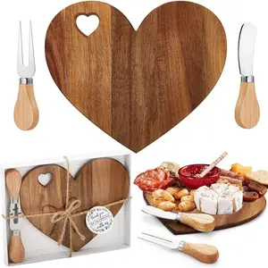 Heart-Shaped Cheese Board with Knife, Wooden Mini Charcuterie Board Gift Box, Perfect for Weddings, Birthdays, Valentine's Day, Wooden Cutting Boards