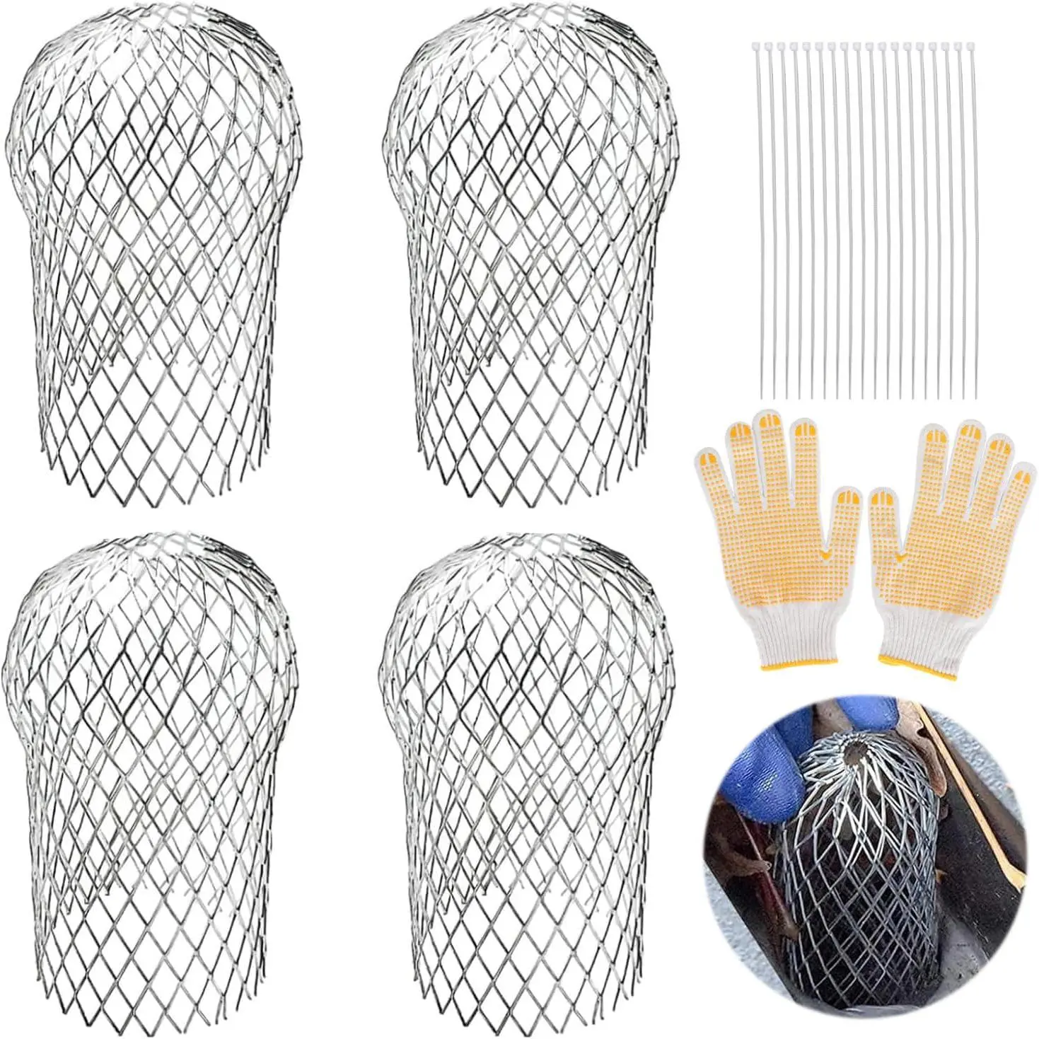 4 Pcs 3.5 Inch Aluminum Gutter Downspout Guards Expandable Leaf Filter Strainer Protector for Preventing Blockage from Leaves Debris