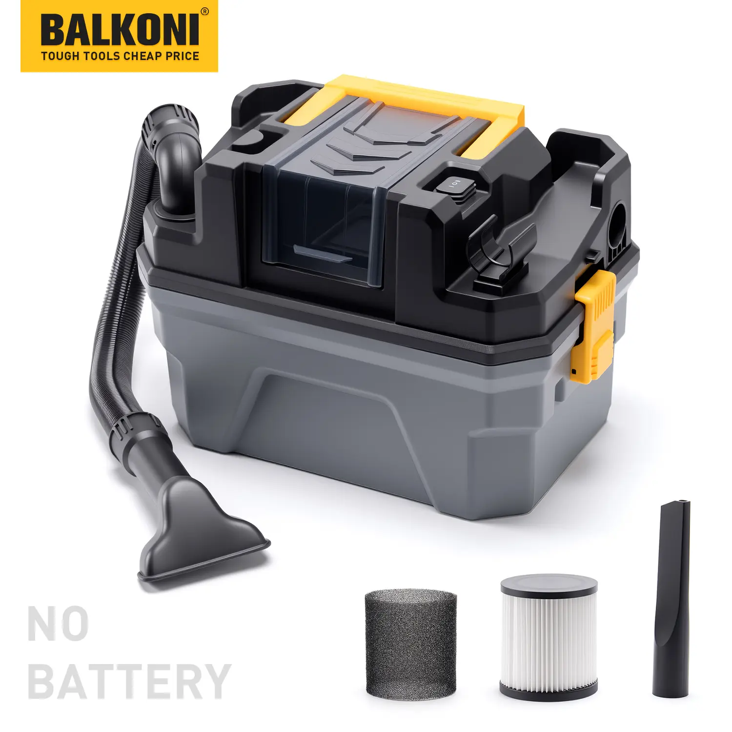 BALKONI 20V Portable Cordless Electric Vacuum Cleaner (No Battery), Dewalt 20V Battery Compatible, 13/17KPA Suction, Wet/Dry Blowing-Suction Dual Function, 3-Gal Capacity, 2 Nozzles, Home Cleaning Power Tool, Portable Cordless Vacuum Wet Dry Vacs