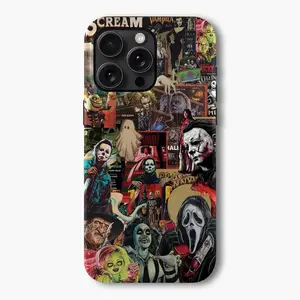 Retro Halloween Horror Movie Phone Case, Spooky Character Aesthetic, Tough Shockproof Protective Cover, Vintage Halloween Fan Gift, Compatible with iPhone 11-17 Pro Max/Plus and Samsung Galaxy S23-25