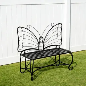 Clearance Sale! 48.3"H x 42.2"W x 19.1"D Elegant Butterfly Shape Cast Metal Garden Bench, Durable All-Weather Outdoor Patio Park Bench, Easy Assemble Decorative Seating for Backyard, Garden, Yard, Park, Artistic Outdoor Decor for Relaxation