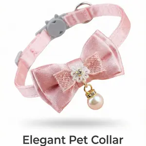 Cute Bowknot Cat Collar, Adorable Kitten Collar for Girls, Cat Bow Tie and Detachable Safety Collar (style 1)