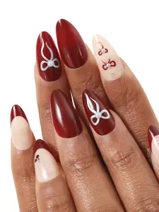 Never Have I Ever | Premium Almond Press On Nails - CHERRY COLA | Matte Finish | Reusable, Salon-Quality & Long-Lasting