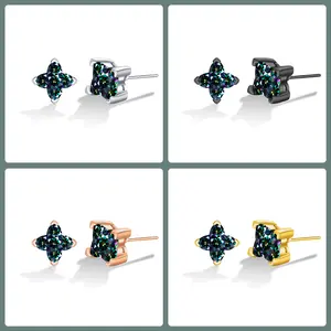 【#447 New Arrival】2.4CT Total  Unique Clover-shaped vvs Synthetic Moissanite Earrings in 925 Sterling Silver