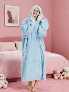 1PCS Women's Fall Winter Hooded Pajamas Set, Thick Lamb Velvet Warm Sleepwear, Cute Loose-Fit Home Wear, Pajamas Loungewear, Halloween Christmas Gift Idea
