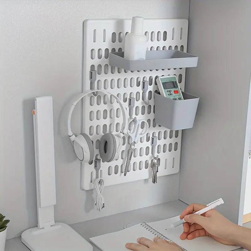 DIY Hole Board Wall Shelf Hooks Self-adhesive Storage Rack Desk Organizer Room Organization Various Home Storage Accessories Self Adhesive Holders