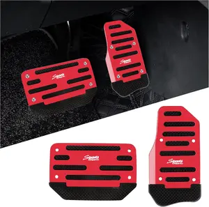 2PCS Car Pedal Covers Premium Aluminum Alloy Non-Slip Gas & Brake Pedals Covers for Safe Driving Universal Fit for Cars Trucks SUVs Vans with Automatic Transmissions Red.