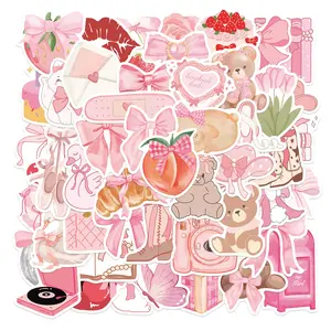 50pcs Pink Coquette Bow Stickers Pack, Sticker Packs Waterproof Kawaii Cute Girly Decals for Laptop, Water Bottle, Journal & Scrapbook, Stickers for Scrapbooking, Teen Girl Gift, Sticker Sheets