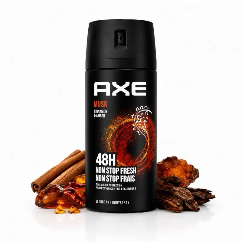 AXE Musk Body Spray Deodorant, Cinnamon & Amber Fragrance, 48H Freshness, Daily Odor Protection, 150 ml