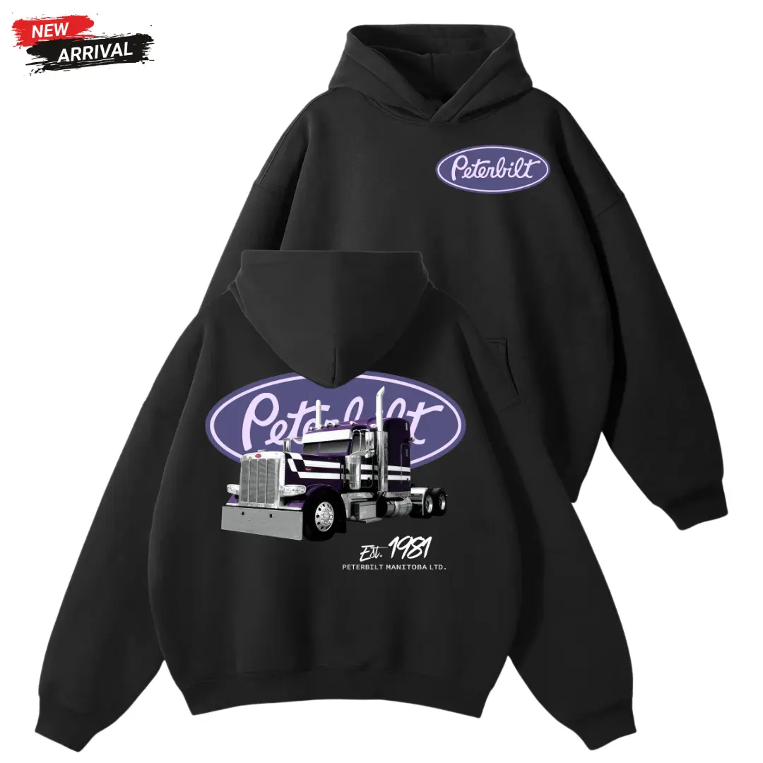 2Side Peterbilt Purple Project Hoodie – Classic Truck Graphic Hoodie, Retro Cotton Menswear, Unisex Summer Outfit, Vintage Style for Truck Lovers