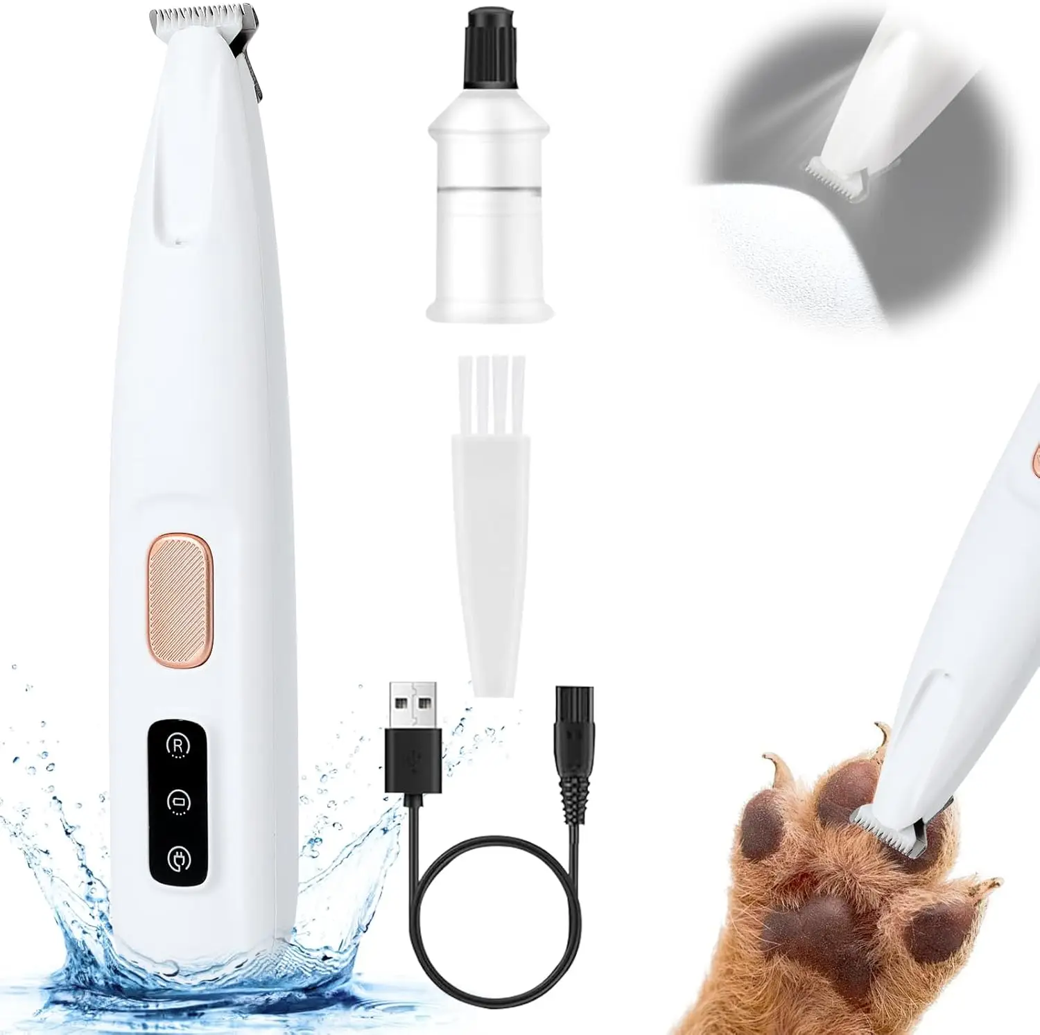 Pet MicroPrecision Trimmer, Multifunctional Pet Hair Clippers, Waterproof Rechargeable with LED Light, Pet Paw Trimmer for Paws Eyes, Ears, Face, Rump