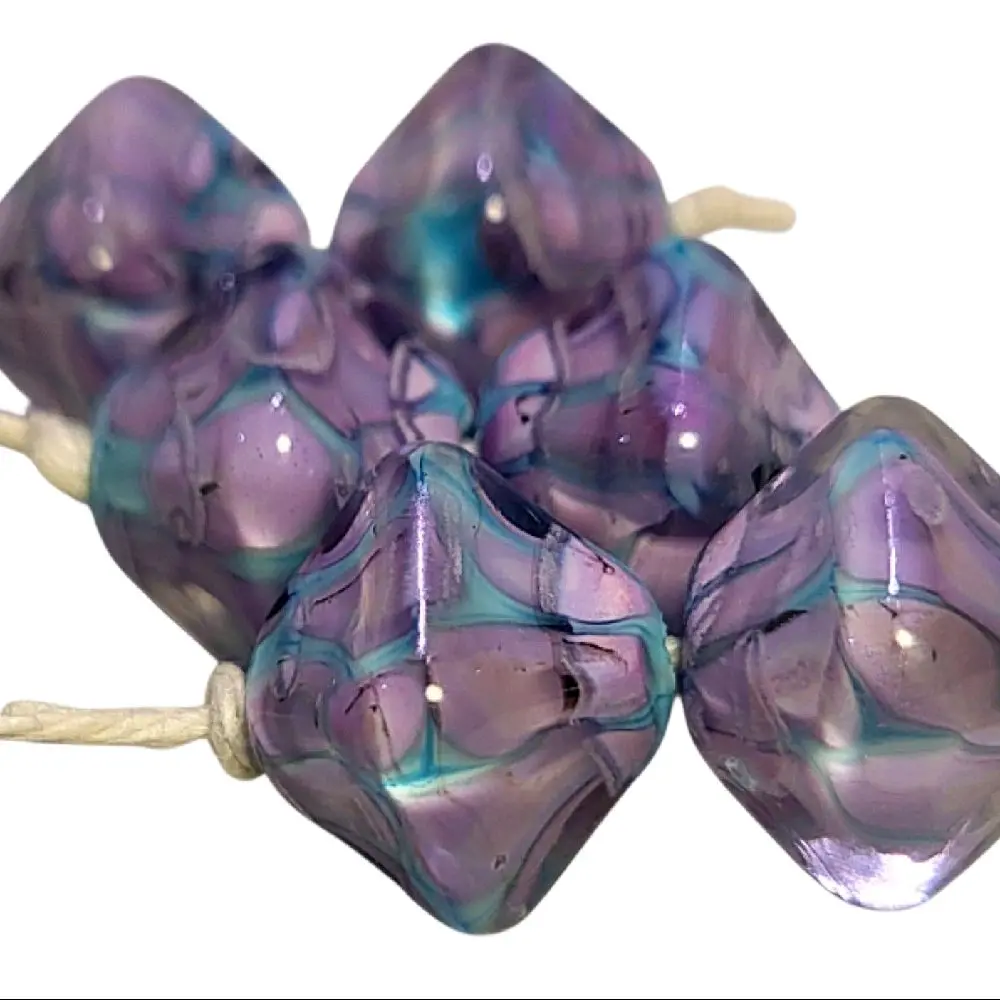 Cotton Candy Handmade Lampwork Beads Earring Pairs