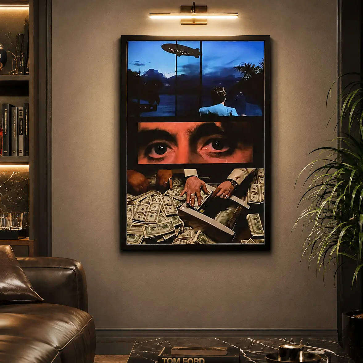Scarface Tony Montana Movie Canvas Print Poster - Movie Scene Home Decor, Wood-Metal Framable Wall Art, Living Room Office Room Decorations, Perfect Gift for Scarface Fans