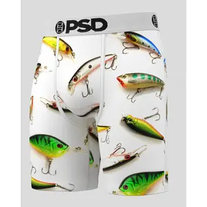PSD Mens Fishing Boxer Briefs - Standard Length 7 Inch Inseam, Soft and Breathable Poly Blend Fabric