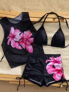 Women's Fashion Two-Piece Bikini Set, Stylish Swimsuit for Beach & Pool, Comfortable Swimwear for Summer Vacation, Floral Tropical Bikini, Floral Print Bikinis