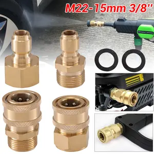 4PCS Pressure Washer Adapter Kit M22-15mm to 3/8" Quick Connect Swivel Design Tool Daily Easy to Use