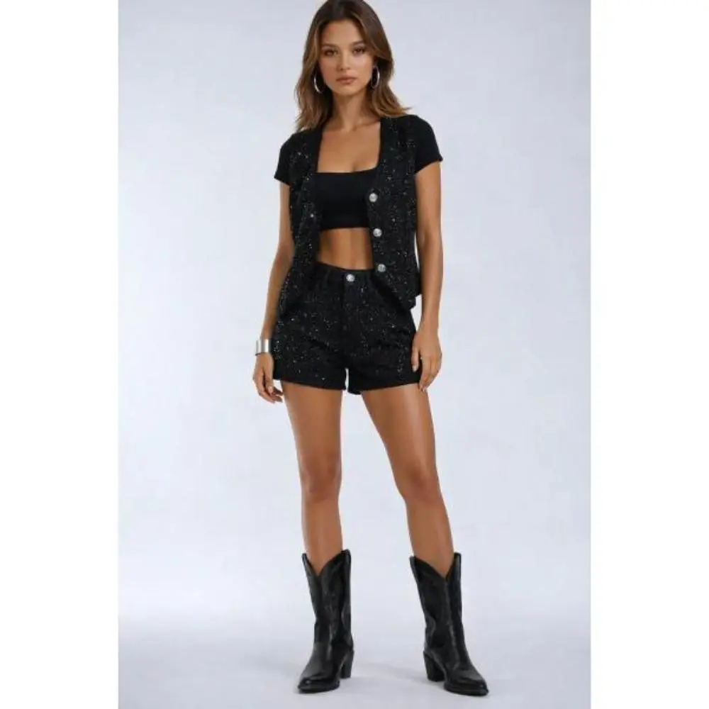 Forever 21 Stretch Denim Shorts with Rhinestones/Forever 21 Sparkly Rhinestone Denim Shorts