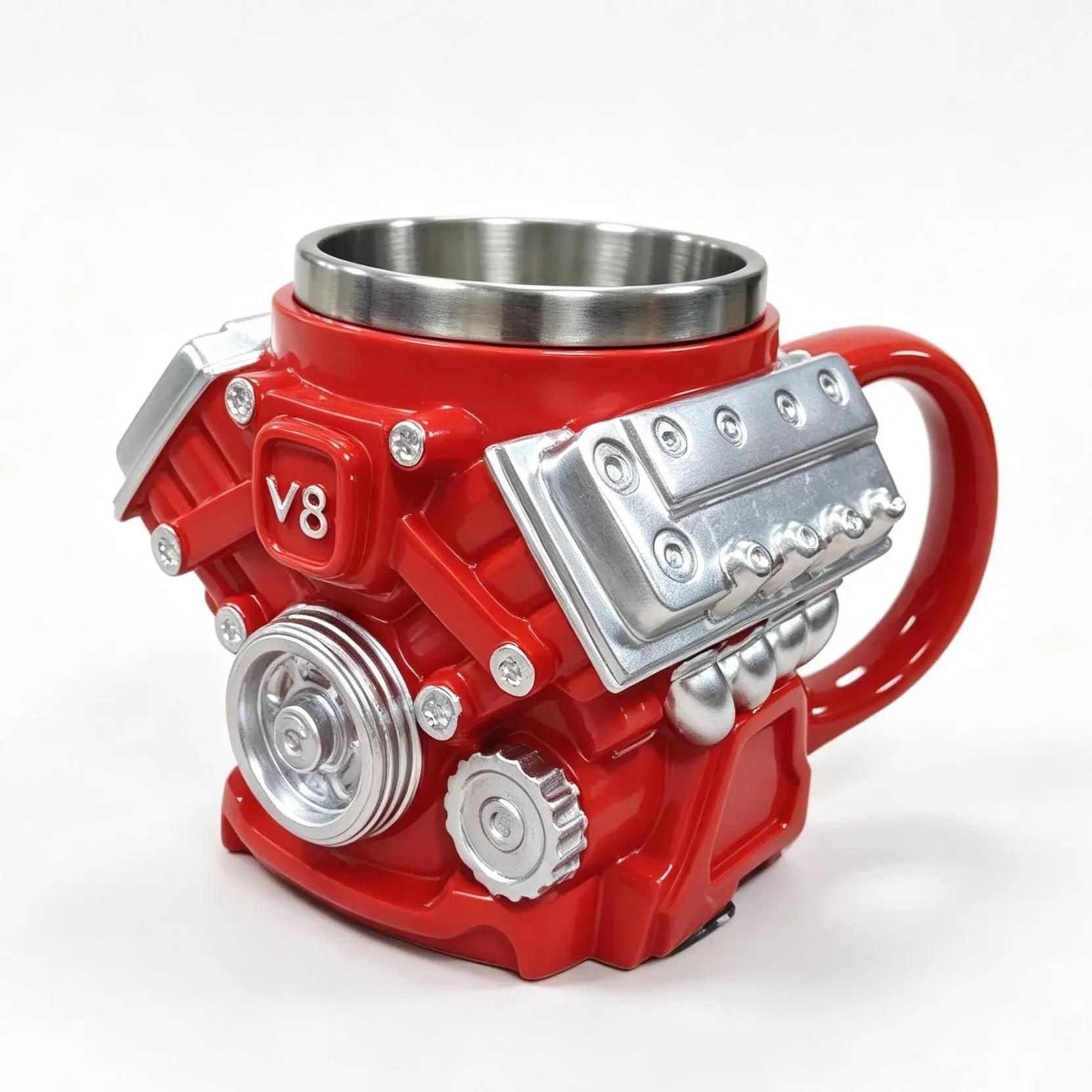 Personalized 10oz Stainless Steel Mug - Handcrafted V8 Engine Design, Durable Reusable Drinkware, Ideal Coffee/Tea Cup, Fathers Day Gift Ideas for Car Enthusiasts, Mens Gifts for Him, Dad Gifts, Unique Gifts For Man