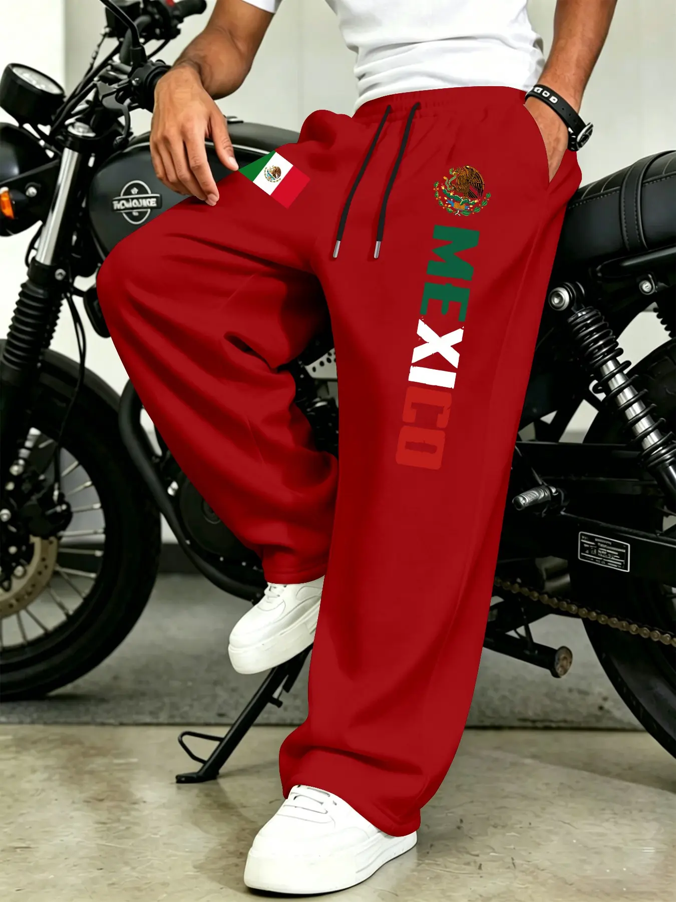 Men's Daily Casual Straight Leg Long Pants, Mexican Style Loose Graphic Print Sweatpants, Comfortable Versatile Sports Pants, All Seasons Fashion, Graphic Track Pants