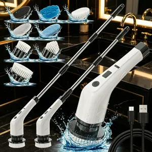 【Super Electric】- Cordless Electric Spin Scrubber, Dual Speed Adjustable Cleaning Brush with 8 Replaceable Brush Heads, Long Lasting Battery Powered Household Cleaner for Bathroom Shower Tile Floor Toilet Kitchen All Surfaces day