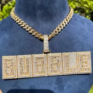 European And American Hip-Hop Square Font Double-Layered T-Shaped Zirconia Spliced Letter Pendant, Personalized And Creative DIY