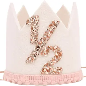 Light Half Birthday Crown, 6 Months Baby Decoration, Little Princess Hat, Party Hats, Sweet Photography Prop, Party Decor, Party Supplies, Party Accessory, Party Props