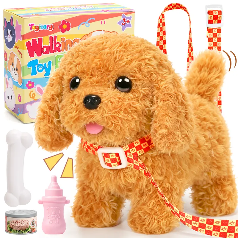 High-Quality Plush Electronic Puppy Companion Kids Toy - Unisex Dog Toy with Leash, Walks, Barks, Tailwag Response, Development Features, 16 * 14 * 8Cm, Batteries Included, Christmas Gift Ideas for Kids Birthday Present