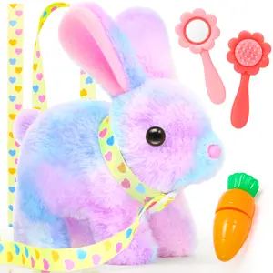 Plush Toys Hopping Easter Stuffed Bunny with Sounds,Wiggling Ears,Jumping,Twitching Mouth and Nose,Cute Birthday Gift