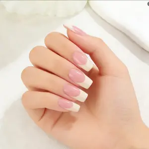 French Nail Tips Set of 10, Trendy Style, Soft Milk Base, Sweet French Arc, Comfortable Fit, Reusable, Easy Application