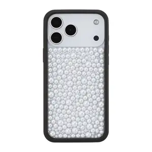 Wildflower sparkling diamond-encrusted pearl phone case suitable for iPhone 17 Pro Max