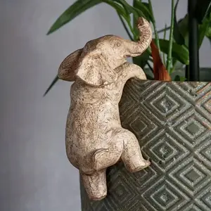 Elephant Design Plant Pot Pendant, 1 Count Cute Elephant Climbing Plant Pot Decor, Garden Decor Supplies for Home Outdoor Balcony, Garden Accessories