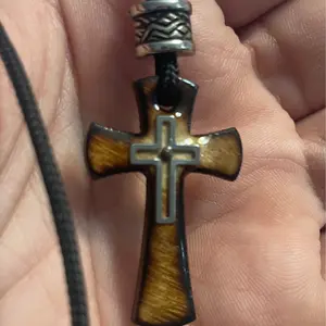 2”x 1.5” Fire Painted Cross with Stainless Steel Inlay & Real Mustard Seed Symbolizing Faith Strength and Trust in God Matthew 17:20