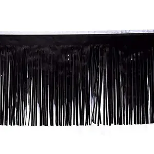 Anderson's Vinyl Black Fringe, 15" x 10' Shiny Decorative Trim for Floats, Parties, Tables, Ceilings, Doorways, Backdrops, and Event Décor