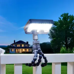 Solar Motion Sensor Security Light with Flexible Octopus Tripod, 600LM Waterproof Outdoor Dual Charging Light for Camping Patio Fence