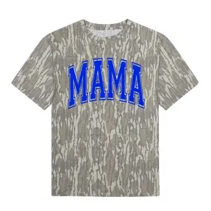 MAMA Camo Graphic T Shirt, Bold Varsity Letter Print, Unisex Streetwear Camouflage Top for Moms, Daily Casual Wear, Mossy Oak T-Shirt 3D All Over PrinT -