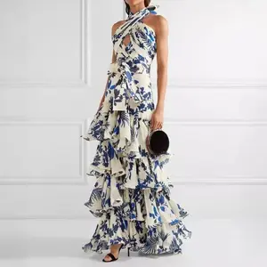 2025 Summer Vacation Style Lace-up Large Swing Dress Printed Women's dinner layer short plain red atlantic city alexis part white madisonbeer blue twins prom selkie wendy orange stomach pudge caitlin clark tambour embroidery tyla sage yellow glinda padme