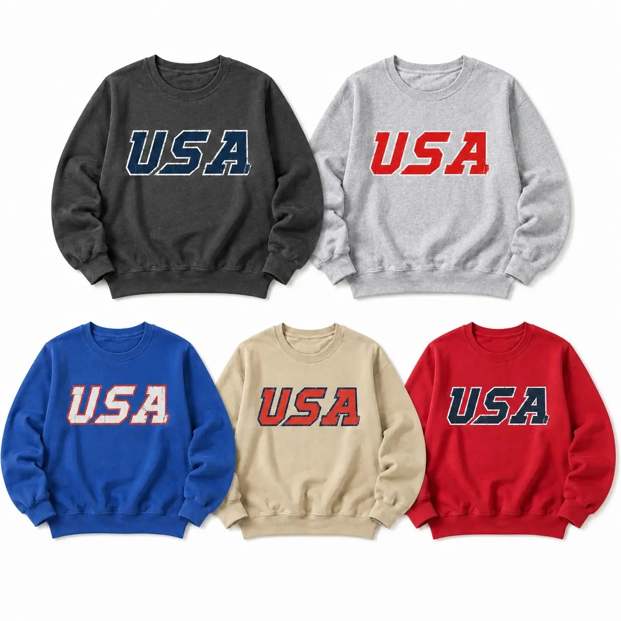 USA Patriotic Sweatshirt, Vintage American Flag Crewneck, 4th of July Memorial Day Pullover - Mango Store