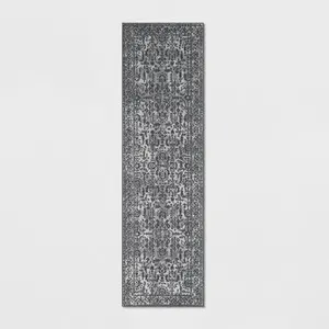 2'x7' Washable Overprint Distressed Runner Rug - Threshold