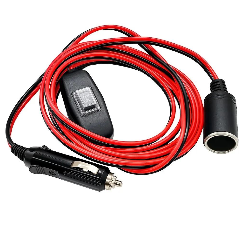 3m Cigarette Lighter Extension Heavy Duty Cable 12V/24v Male Plug to Female Socket Wire with Switch 15a Fuse for Tire Pump Air Compressor