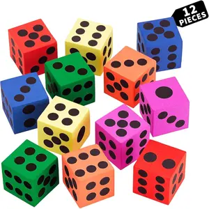 12-Pack Jumbo Colorful Big Foam Dice Set for Kids, Ideal for Boosting Math Skills in Classroom, Great for Gifts and Party Fun
