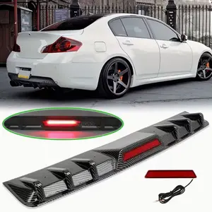 Rear Bumper Diffuser Lip with LED Tail Brake Stop Light, Shark Fin Spoiler Splitter, for Applicable to All Vehicles Applicable to car modifications