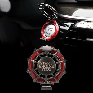 Push Start Button Cover Universal for   Press Engine Start Stop Button Trim Anti-Scratch Engine  Ring Protective Cover Universal for  Accessories (Red)