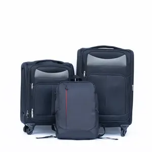 (20+24) Travel case two-piece suitcase set Oxford trolley case without password lock universal wheel + Oxford cloth backpack BLACK