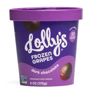 Lolly's Premium Frozen Grapes - Dark Chocolate Covered Fruit - Gluten-Free, Non-Dairy, Non-GMO Healthy Frozen Dessert - Classic, Almond & Coconut (6 oz Pint)