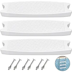 Pool Ladder Steps Replacement, (3-Pack) 18" Universal Heavy-Duty Molded Plastic Swimming Pool Ladder Rung Step with 6 count Stainless Steel  for Inground and Above Ground Pools, White