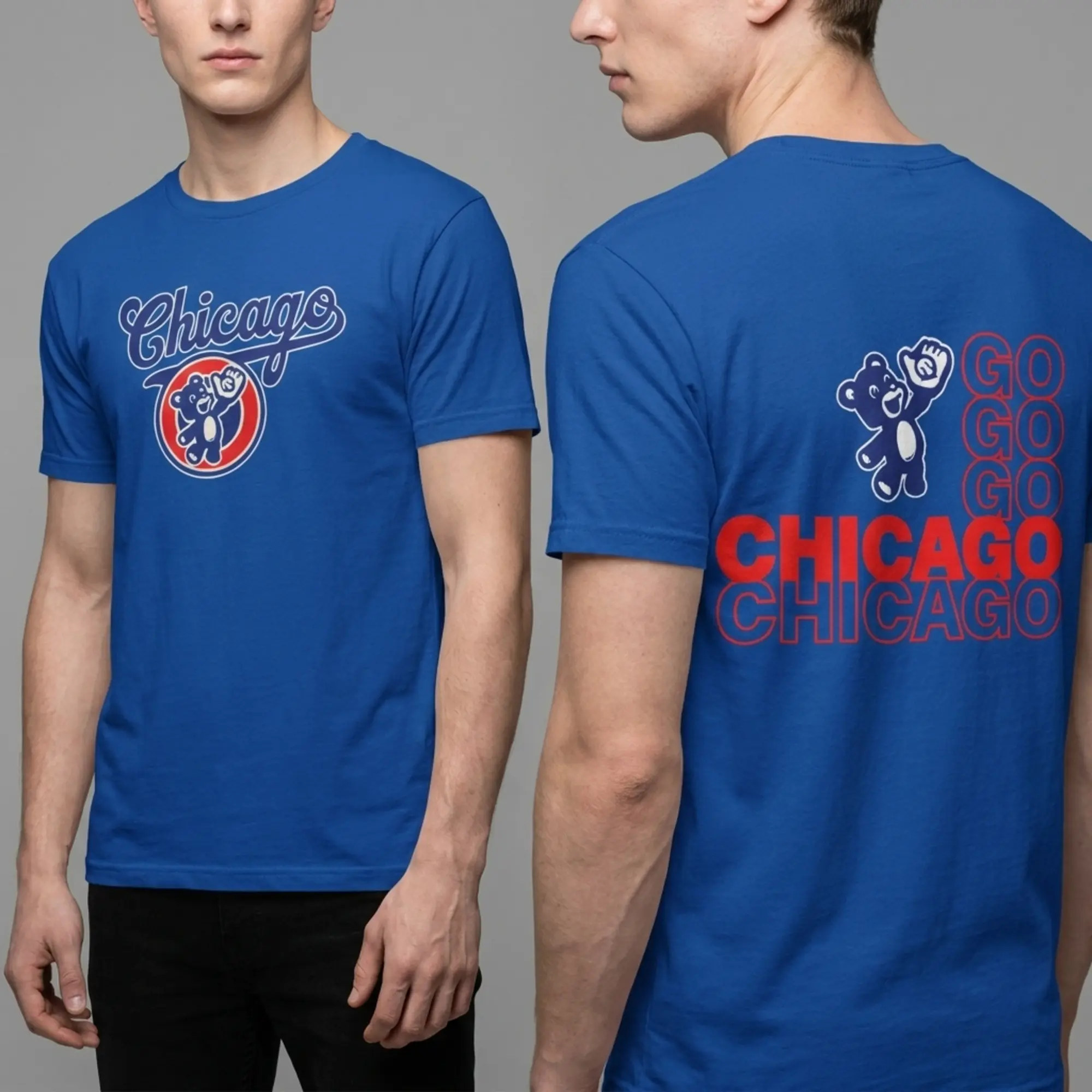 [Sale Up To 50%] Vintage Go Go Chicago Go Baseball T-Shirt, Bear Mascot Baseball Shirt, Chicago Baseball Game Day Graphic Tee, Cubs Baseball Fan Streetwear