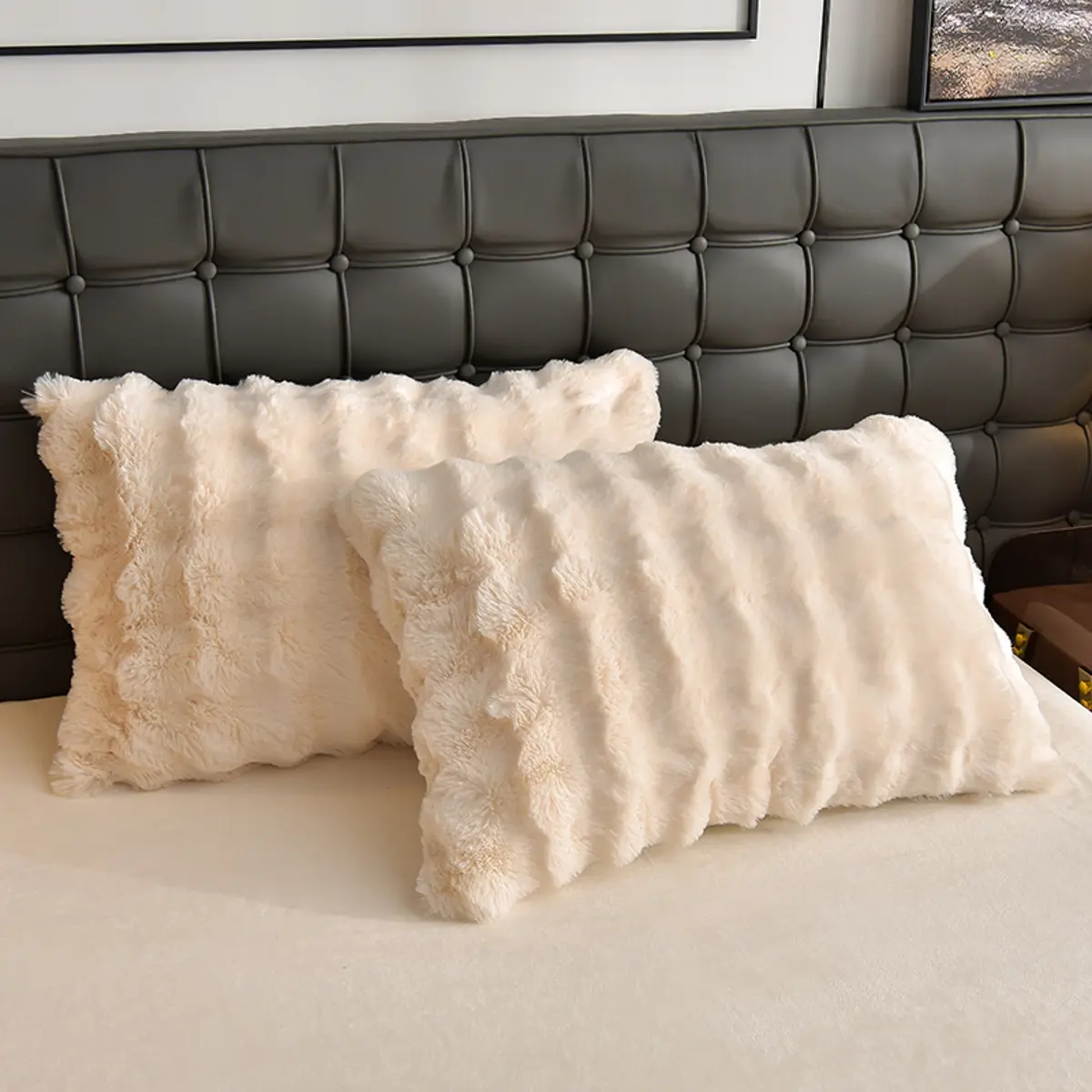 Luxurious Soft Rabbit Fur Pillowcases Set, Pure Color Decorative Bedding, High-Quality Comforter Covers, Bed Linens, Suitable for Bedroom/sofa/dormitory