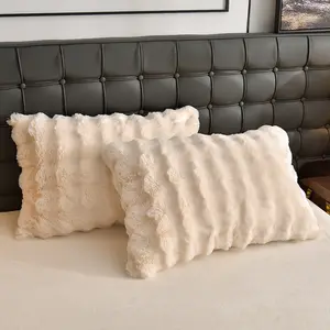 Luxurious Soft Rabbit Fur Pillowcases Set, Pure Color Bedding, High-Quality Comforter Covers, Suitable for Bedroom/sofa/dormitory
