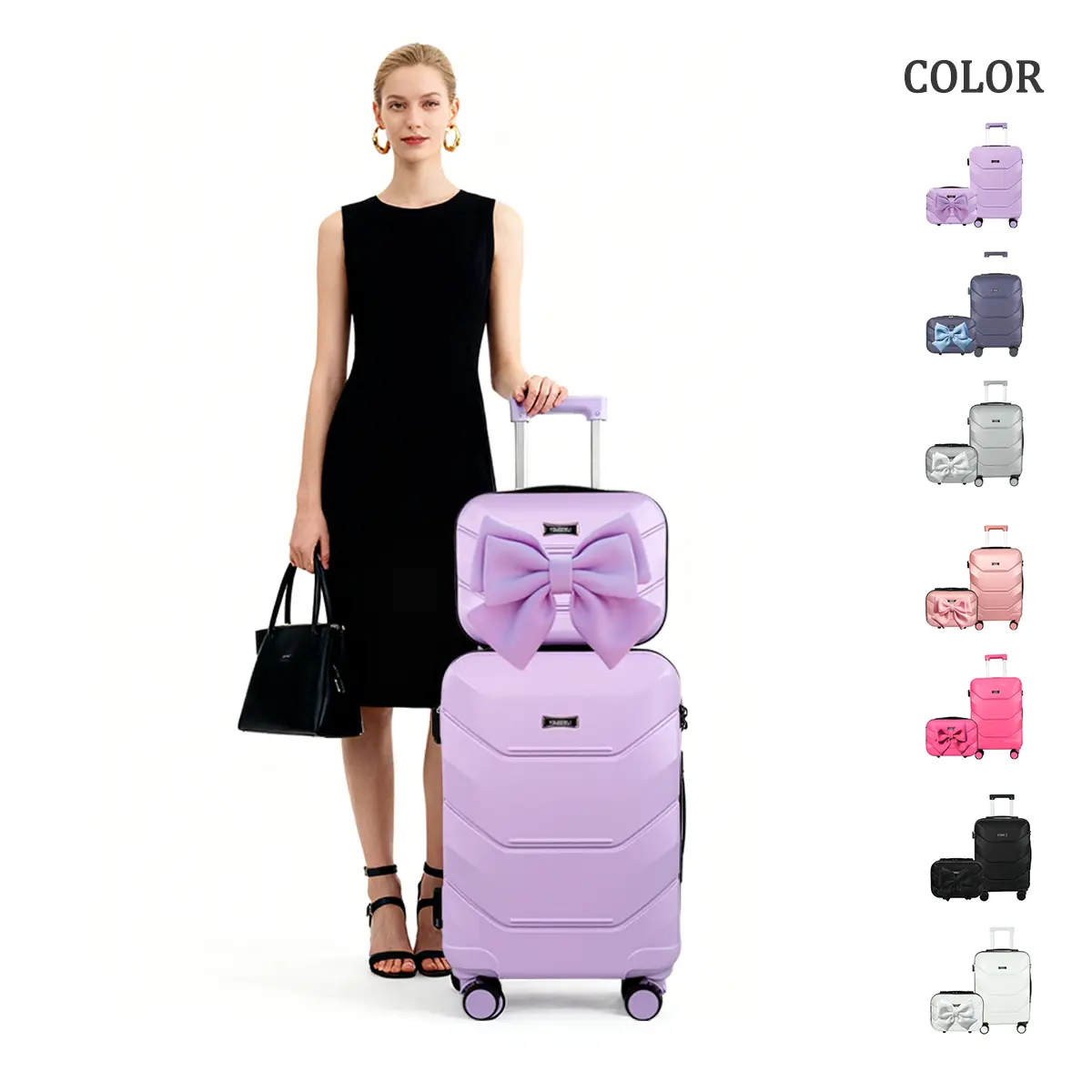 Lightweight Carry On Hardside Luggage Set with 360° Spinner Wheels, TSA Approved Lock, USB Charger & Cup Holder for Air Travel, Carry On Luggage, Airport Fit Ideas, International Travel, Zipper