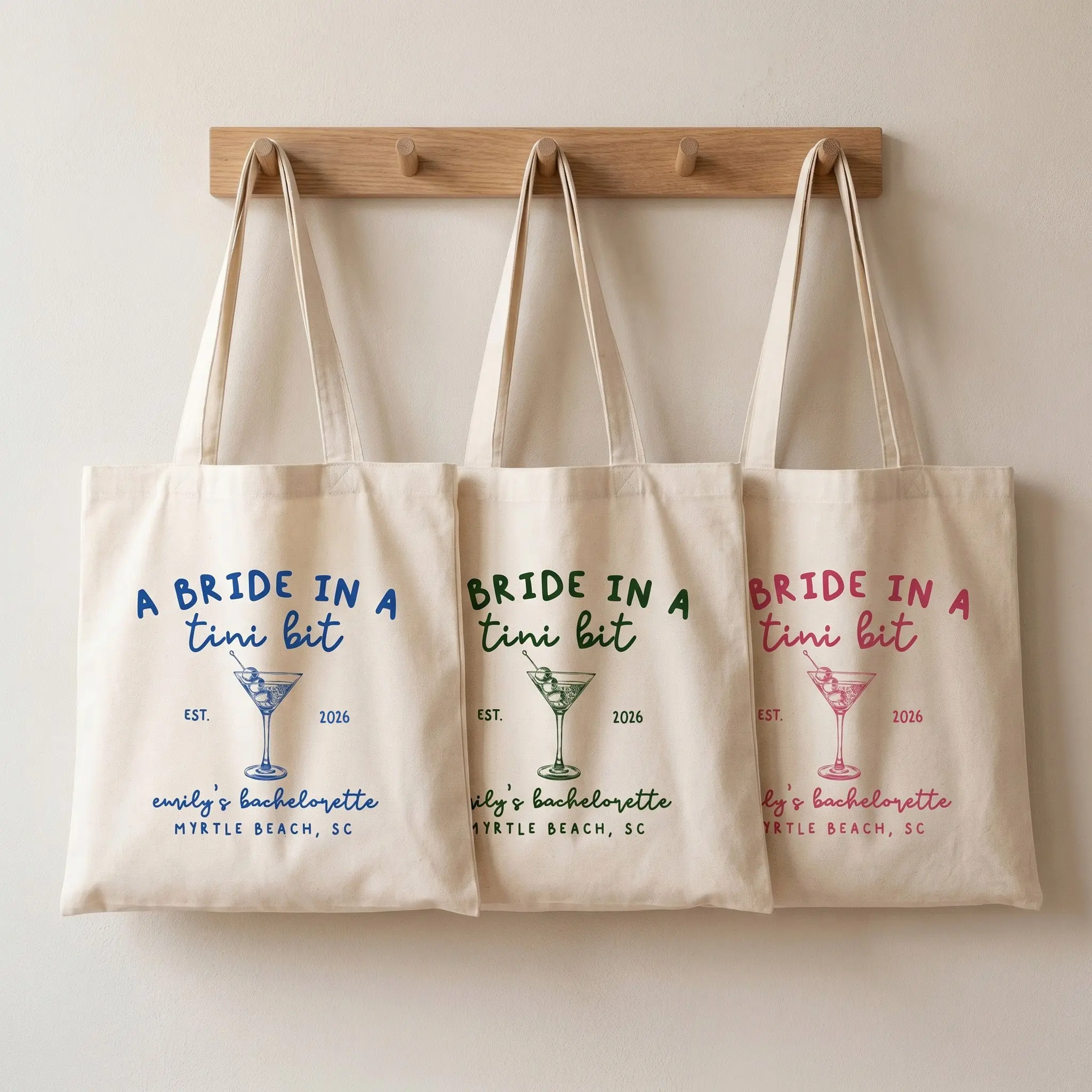 RodyThread Personalized Bachelorette Party Graphic Women's Tote Bag - Bride Squad Cocktail-Core Mob Wife Aesthetic Natural Cotton Canvas, Custom Martini Design Wedding Favor Reusable Eco-Friendly Gift, Bachelorette Party Graphic Women's Tote Bags